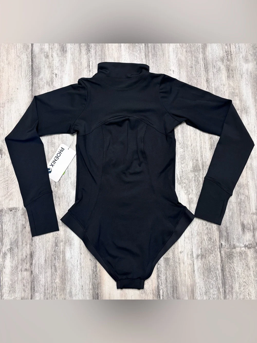 Phoenix Malibu One Piece Swimsuit Womens Black Long Sleeve Zip Front Medium NWT